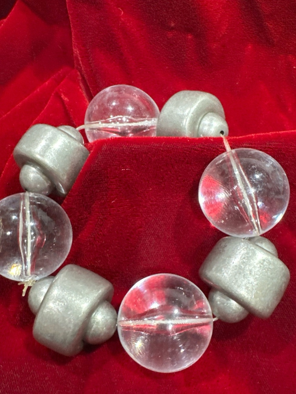 Clear and Silver Statement Bead bracelet- Women's Fashion